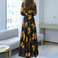 Chiffon Jacquard Long-sleeved Dress Spring and Autumn Models Waist Beach Big Swing Bow Long Skirt Women's French Retro Long Skirt Temperament