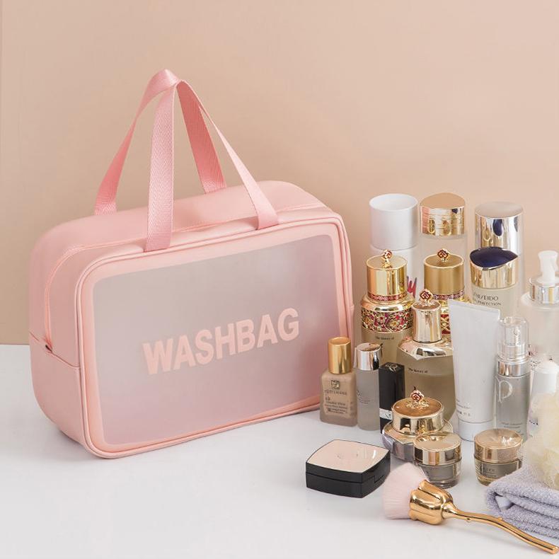 Female Waterproof Transparent Cosmetic Bag Large Capacity Travel Bag Portable Toilet Bag Cosmetic Storage Bag Makeup Bag Organizer