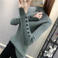 Autumn and Winter Half Turtleneck Loose Bottoming Shirt Button Split Sleeve Sweater Slim Casual Knit Sweater