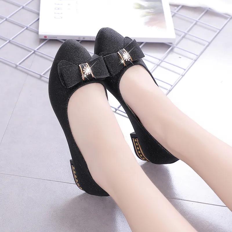 Spring and Summer Pumps Women's Pointed Toe Low-heeled Shoes Korean Style Thick-heeled Work Shoes
