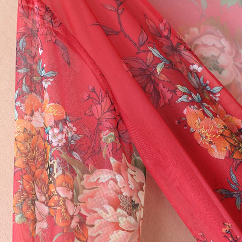 Women's Sun-Dress 1pcs Chiffon Cardigan Flowers Sun Protection Clothing Mid-length Plus Size Loose Outer Thin Coat Beach Air-conditioned Rooms
