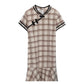 Fat Girl 300 Kg Extra Large Plaid Dress Summer New Product Improved Version Loose and Thin Ruffled Cheongsam Women