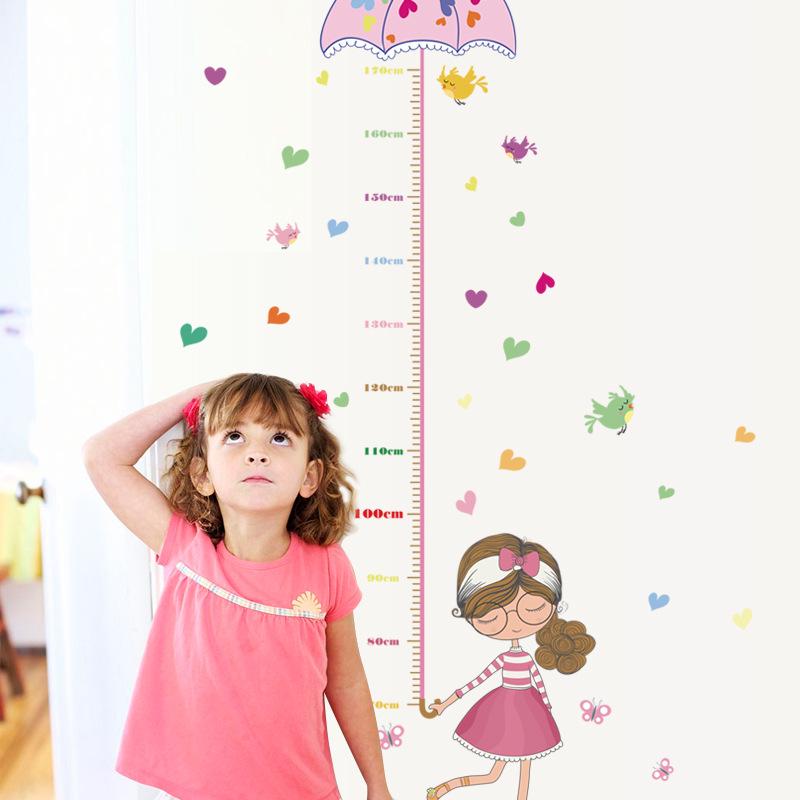 Cartoon girl height stickers wall stickers TV background glass doors windows porcelain stickers