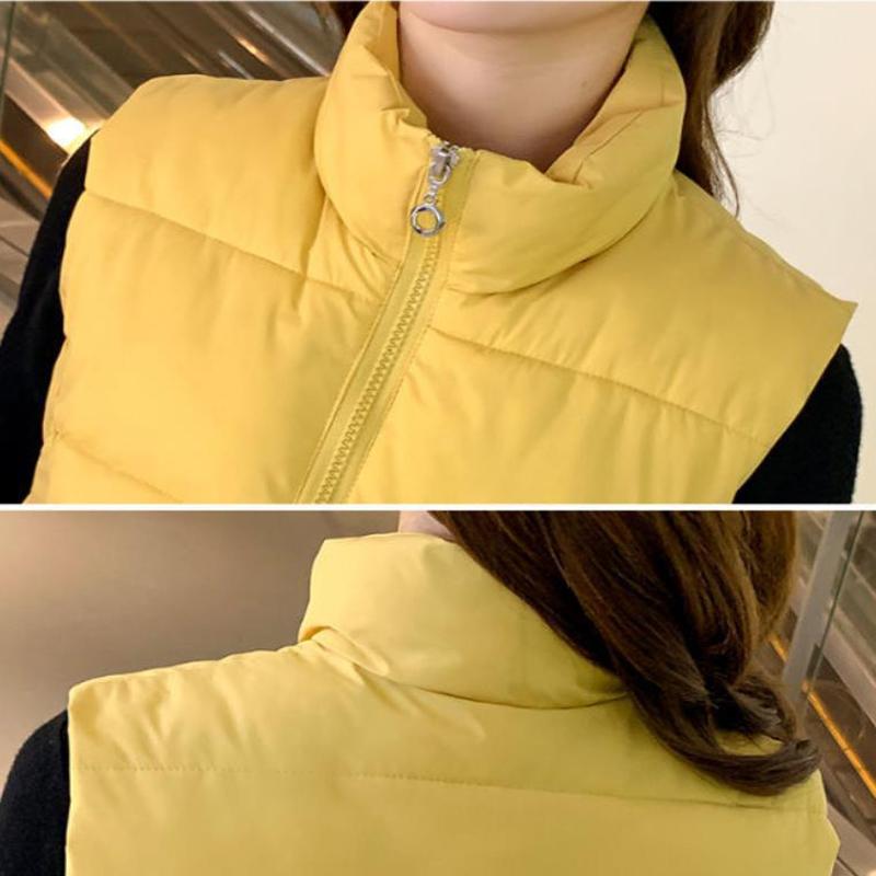 Autumn and Winter Women's Waistcoat Korean Plus Size Down Cotton Jacket Solid Color Cute Warm Top