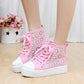 Cutouts Lace Canvas Shoes Hollow Floral Print Breathable Platform Women Casual Shoes Woman