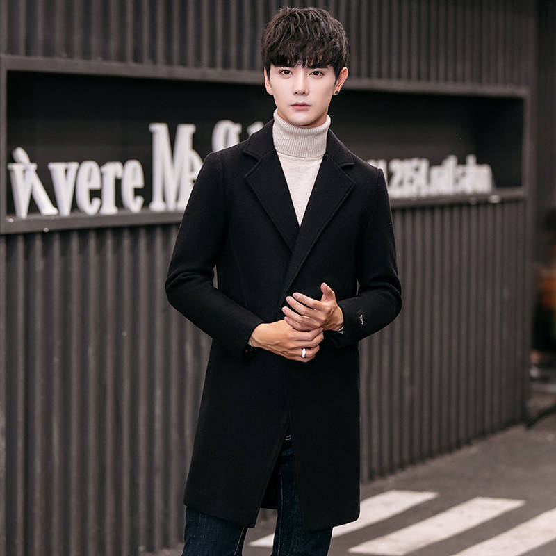 Men's Windbreaker 2021 Autumn and Winter Mid-length Windbreaker Casual Coat Men