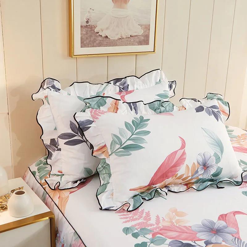 Princess Wind A Pair of Pillowcases Korean Version Cute Lace Pillow Core Cover Cotton Soft Bedding