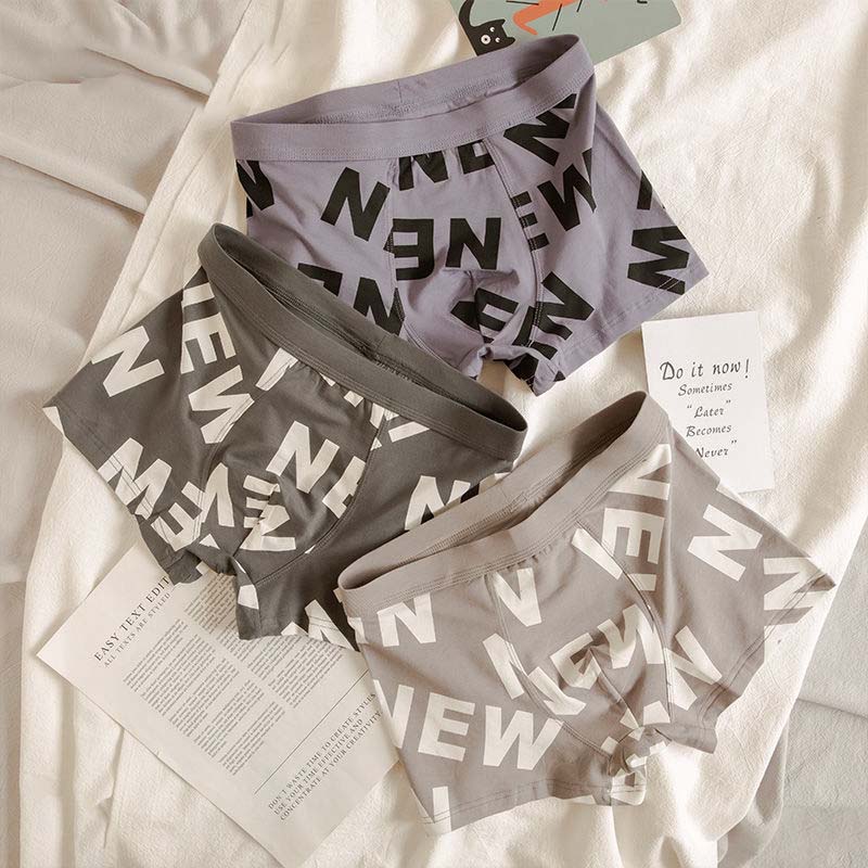 Men's Boxer Shorts Youth Four-corner Letter Printing Personality Mid-waist Men's Pants