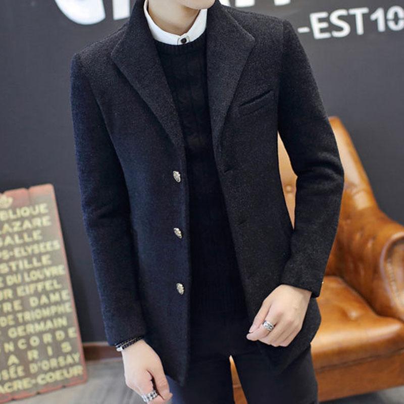 Men's Winter Windbreaker Men's Short Thick Plus Woolen Coat Coat Slim Korean Youth