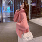 Hoodless High-neck Lamb Wool Sweater Women Winter Thick Loose Letter Coat Embroidered Warm Top