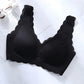 Female Plus Size Latex Underwear Tank Top Thick Mould Cup Fashion Jacquard No Steel Ring Top Side Gathering Lace Sports Sleeping Bra