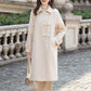 Thick Quilted Retro Woolen Coat Women Winter Loose Chinese Style Long Woolen Coat