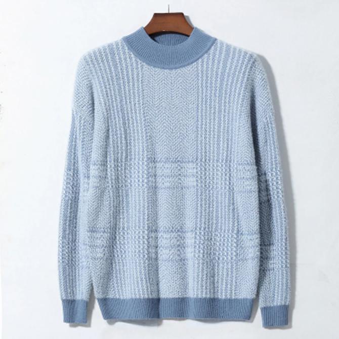 Autumn Sweater Men's Half High Collar Imitation Mink Wool Thick Warm Fashion Sweater Winter Korean Loose Personality