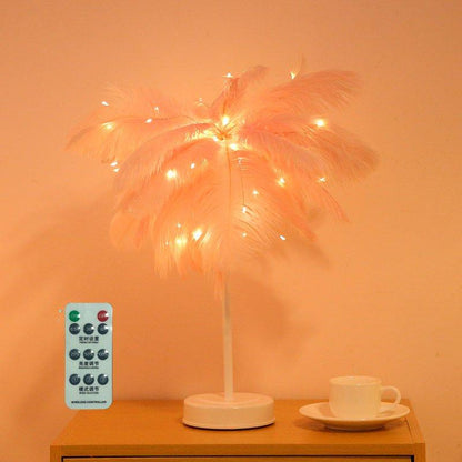 Feather acrylic battery operated Table Lamp for bedroom LED Bedside lamp Reading Room art deco lamp