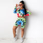 2PCS Women's Tie-Dye Hoodie Casual Home Sports Shorts Set Women's Fitness Set Girl's Gym Running Fitness Athletic Clothing Sets
