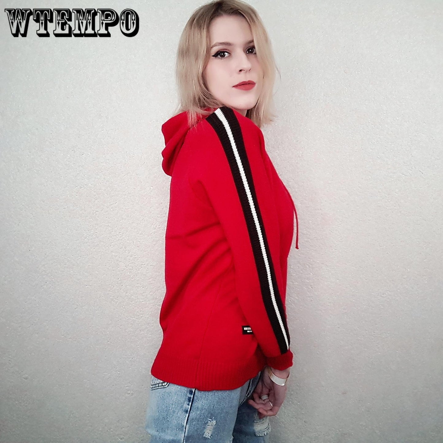Winter Women Thick Warm  Pullover Sweater Office Loose Knited Hooded Sweatshirt Drawstring Plus Size Sweater Outwear