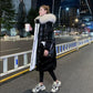 Glossy Down Padded Jacket Women Winter Korean Version of Loose Large Fur Collar Mid-length Over The Knee Thick Warm Jacket