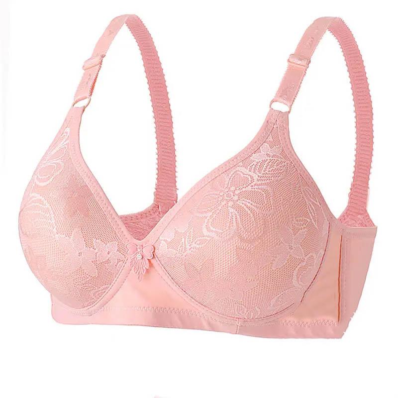Ladies Large Size Thin No Steel Rings Gathering Simple Style Lightweight Breathable Fashion Printing Pattern Adjustable Stereotype Bra