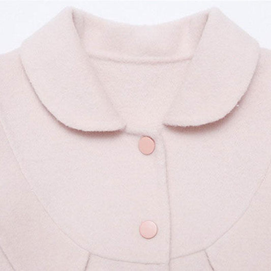 Girls Woolen Coat Spring and Autumn Woolen Trench Coat Girls Medium and Big Boys Red Mid-length Coat