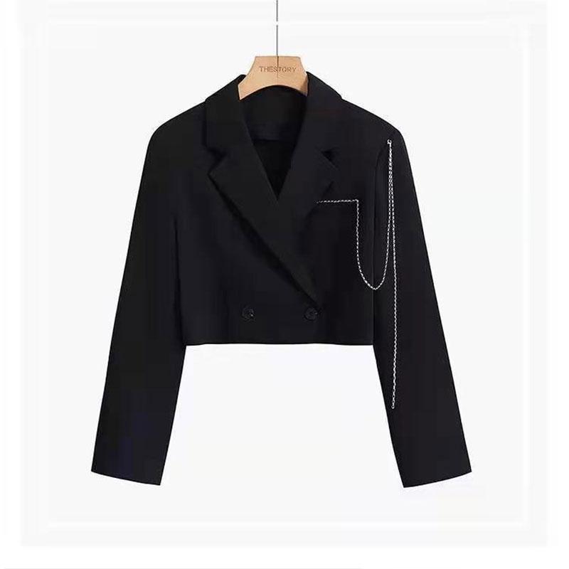 Women's Short Chain Suit Jacket Spring and Summer Thin Korean Version Loose and Thin Suit Top Ins Sunscreen