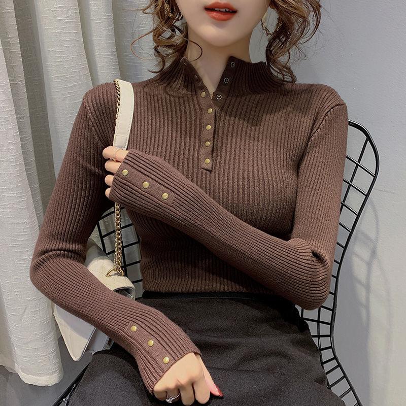 Half-high Neck Bottoming Sweater Women Fall/winter Long-sleeved Stretch Slim-fit Inner Base Sweater Women's Top Sweater