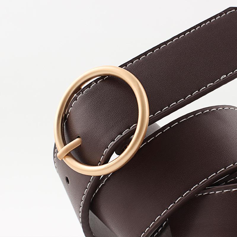 Concise Round buckle ladies wide belt fashion buckle pants belt