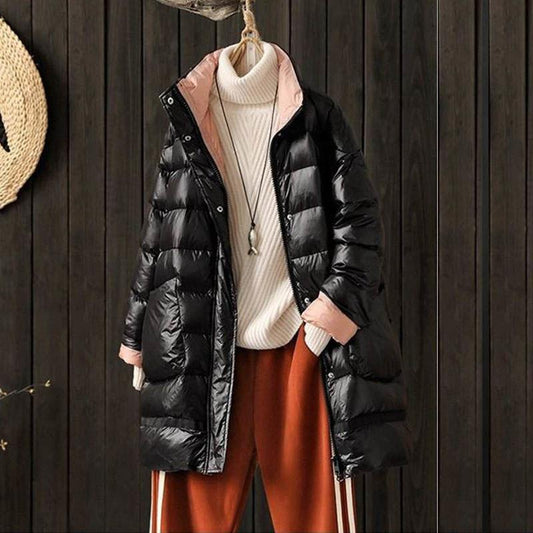 Women's Down Jacket Mid-length White Duck Down Plus Size Winter Coat Bread Jacket Women