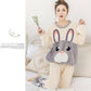 Genuine Flannel Autumn and Winter Women's Pajamas Plus Velvet Thick Coral Fleece Suit Large Size Warm Home Service