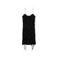 Slightly Fat Girl Summer Big Size Drawstring Chain Show Thin Sexy Girl Suspender Elegant Dress