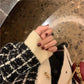 Ladies Autumn Loose Sweater Jacket Retro Shirt Long Sleeve Plaid Single Breasted Knit Cardigan