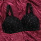 Women Printed Pattern Sexy No Steel Ring Large Size Thin Section Gathering Adjustable Anti-sagging Anti-glare Soft and Comfortable Full Cup Bra