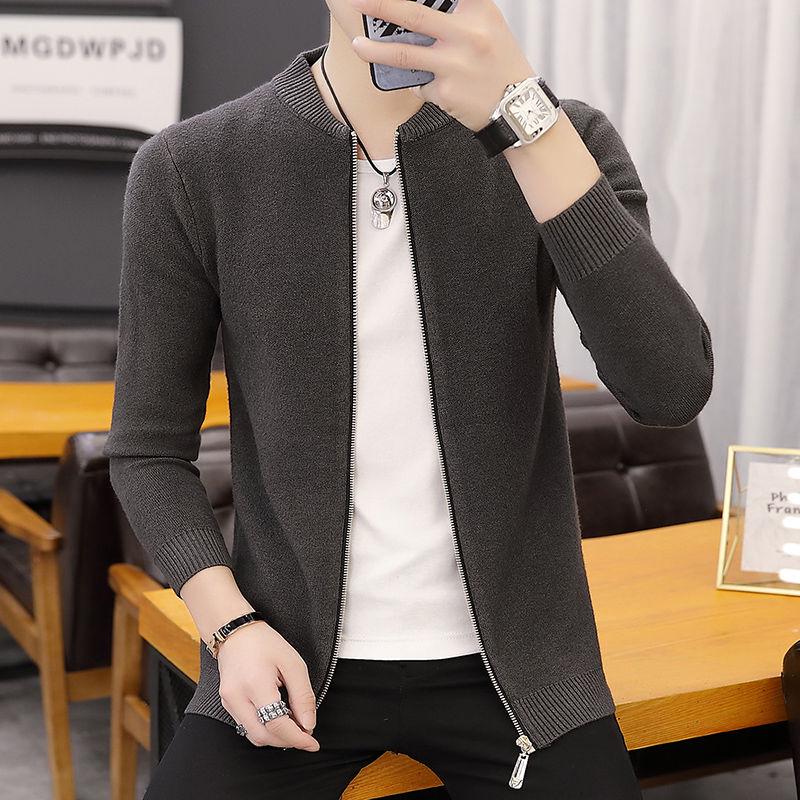 Mens Fleece Sweater Autumn Winter Warm Cashmere Dress Slim Fat Wool Zipper Sweater Men Knitted Coat