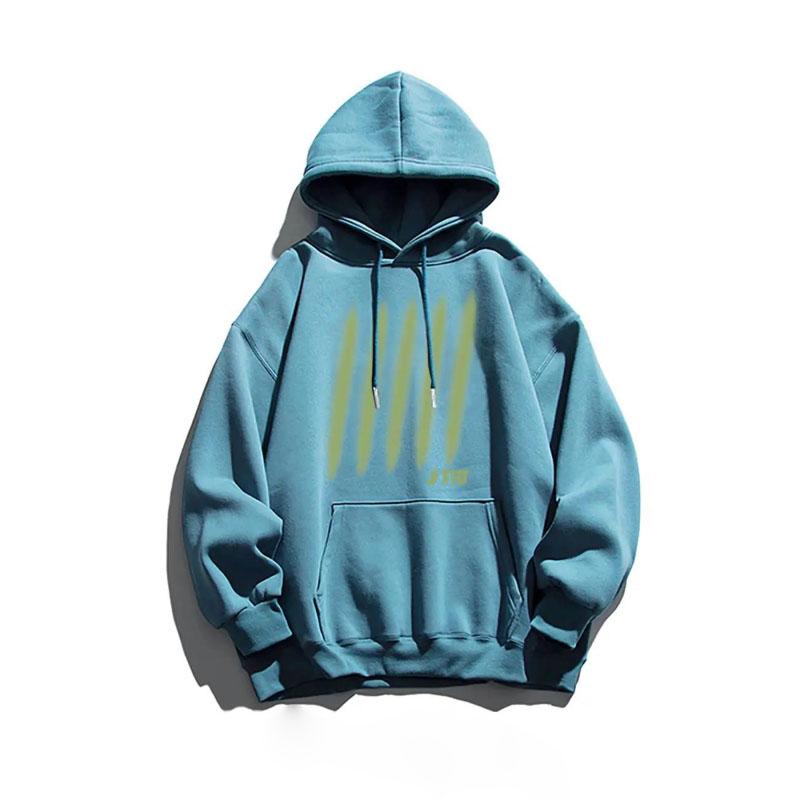 Personality Scratch Printing Winter Warm Long-sleeved Hooded Sweater Loose and Versatile Couple Jacket Men