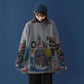 Women Oversized Sweater Autumn Winter Casual Loose Outerwear O Neck Pullover Sweater Coat Student Warm Jumpers Hip Hop Streetwear White Grey