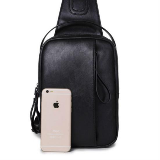 Chest Bag Men's Pu Leather Large-capacity Pockets Outdoor Riding Sports Messenger IPAD Package