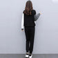 Women's Suits Are Loose Thin and Age-reducing Casual Two-piece Round Neck Long-sleeved Shirt + Casual Pants Warm and Comfortable