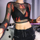 See-through Female T-shirts New Casual O-neck Sheer Mesh Long Sleeve Tee Shirts Women Spring Fall Pullover