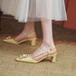 French Elegant Small Flower Sandals Women's Summer Houkong Thick Heel Non-slip Temperament High Heels Women