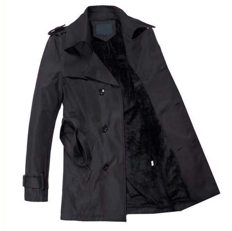 Men's Windbreaker Mid-length Spring and Autumn British Coat Thickened Youth Large Size Coat