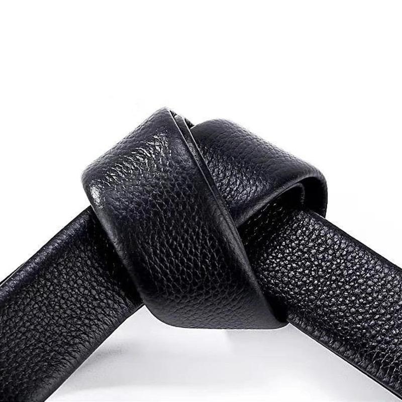 Automatic Buckle Headless Double-sided First Layer Cowhide Belt Male Mid-green Leather Business Versatile Real Cowhide Belt Without Buckle Body