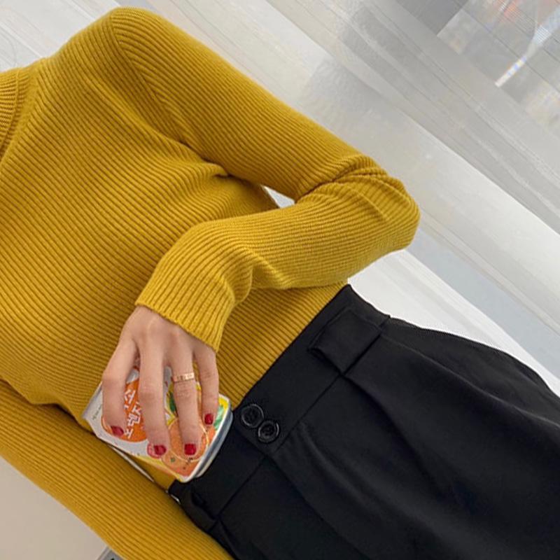 Long-sleeved Turtleneck Sweater Women Spring, Autumn and Winter Self-cultivation Short Bottoming Shirt Wild Pullover Warm Sweater Tide
