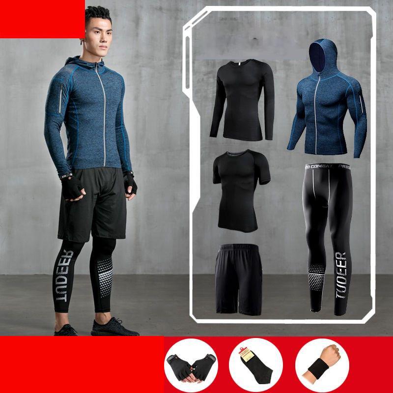 5Pcs Men's Gym Sportswear Running Track Suits Male Outdoors Suit Men Outdoor Jogging Sportswear