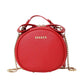 Round Bag Metal Chain Pu Leather Messenger Bag Women Crossbody Bags Outing Trip Adjustable Chain Belt