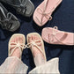 Fairy Wind Bow Flip-flops Female Summer Solid Color Outer Wear Soft Bottom Seaside Clip-on Beach Sandals and Slippers
