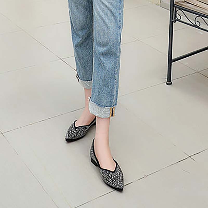Summer Flat Shoes All-match Shallow Mouth Pointed Toe Single Shoes Women Fashion Scoop Shoes Soft Sole Peas Shoes Women