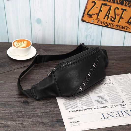 Hip Hop Pocket Men and Women Waterproof Rivet Messenger Bag Outdoor Sports Shoulder Bag