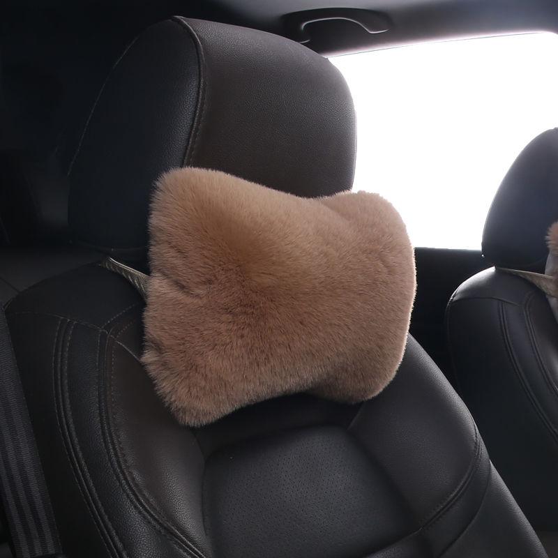 Car 4pcs Pillow Neck Pillow Imitation Rabbit Plush Bone Head Pillow Waist Pillow Waist Bolster Car Waist Back Suit General Plush Cushion