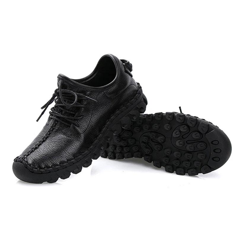 Cowhide Women's Shoes Spring and Autumn Sports Casual Shoes Leather Comfortable Flat Bottom Mother Shoes Soft Bottom All-match Four Seasons Shoes