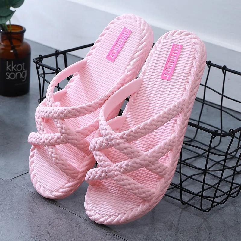 Women's Summer Slippers Soft Bottom Indoor Mute Non-slip Household Bathroom Slippers Large Size Deodorant Couple Slippers