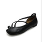 European and American Retro Roman Street Shooting Synchronized Flip-flops Split-toe Shoes Thin Straps Contrast Sandals Flat Shoes Women's Shoes